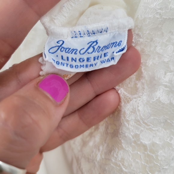 VINTAGE 1960s JOAN BROWNE Montgomery Ward Slip Dress Snow White Ivory - Picture 15 of 16